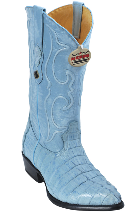 Los Altos Baby Blue All-Over Genuine Crocodile Tail J-Toe Cowboy Boots 990119